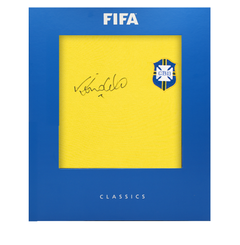 Ronaldo Official FIFA World Cup™ Front Signed Brazil 1970 Home Shirt In Deluxe Packaging