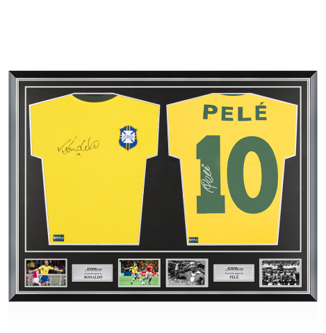 Ronaldo & Pele Signed Brazil Shirts In Classic Dual Frame