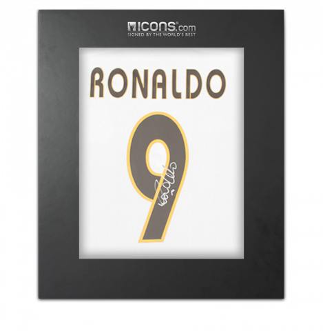 Ronaldo Back Autographed Modern Real Madrid CF Home Jersey with Fan Style Numbers In Deluxe Packaging