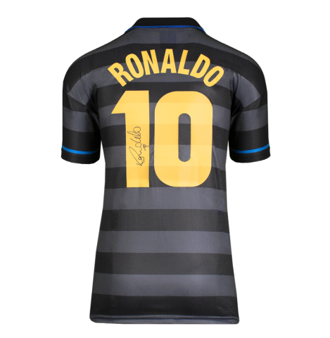 Ronaldo Back Autographed Internazionale 1997-98 Away Jersey In Deluxe Packaging