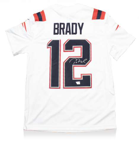 Tom Brady Back Signed White New England Patriots Road Jersey