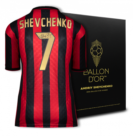 Andriy Shevchenko Official Ballon d'Or™ Back Signed AC Milan 1996 Home Shirt: 2004 Winner's Pack