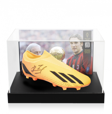 Andriy Shevchenko Official Ballon d'Or Signed Adidas Boot In Photo Acrylic Case: Option 1