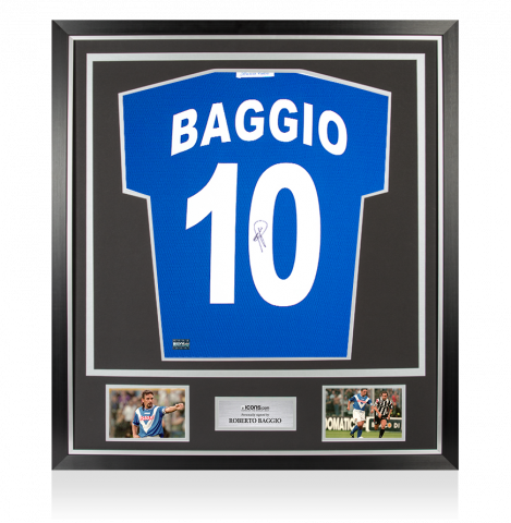 Roberto Baggio Back Signed Brescia 2000-01 Home Shirt With Long Sleeves In Classic Frame