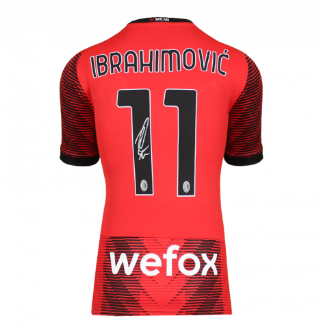 Zlatan Ibrahimovic Back Autographed Modern AC Milan Home Jersey