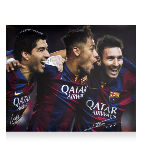 Lionel Messi & Luis Suarez Official Signed FC Barcelona Photo: MSN 