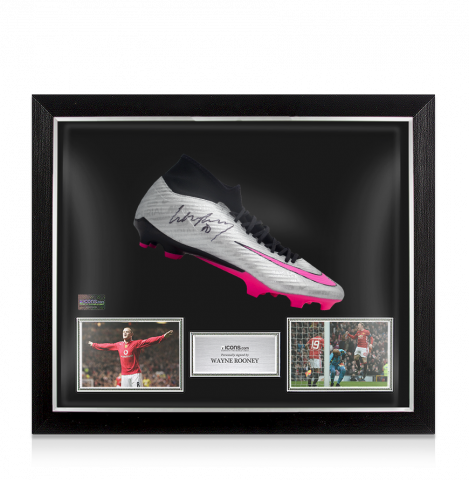 Wayne Rooney Signed Silver Nike Mercurial Superfly Boot In Bubble Frame: Option 1