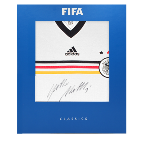 Lothar Matthaus Official FIFA World Cup™ Front Signed Germany 1998-00 Home Shirt In Deluxe Packaging