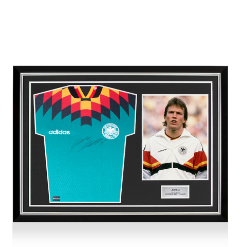 Lothar Matthaus Front Signed Germany 1994-96 Away Shirt In Hero Frame: Option 1