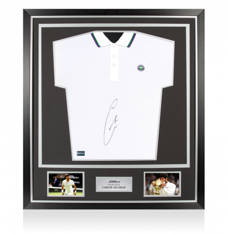 Carlos Alcaraz Signed White Wimbledon Polo Shirt In Classic Frame