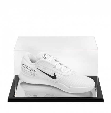 Carlos Alcaraz Signed White Nike Zoom Vapor Tennis Shoe In Acrylic Case