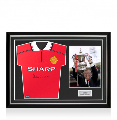 Sir Alex Ferguson Front Signed Manchester United 1999 League Shirt In Hero Frame: Option 1