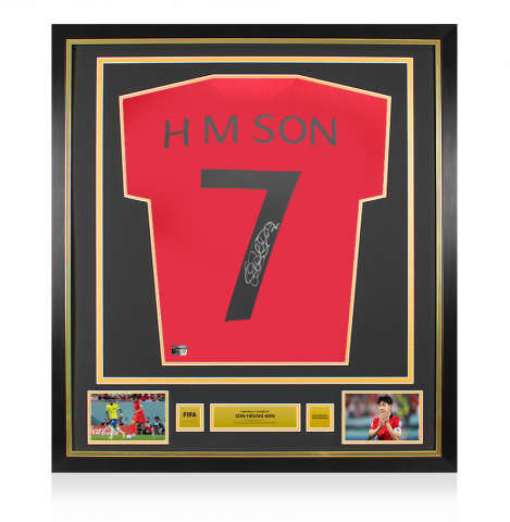 Son Heung-min Official FIFA World Cup™ Back Signed and Framed Retro Korea Republic Shirt