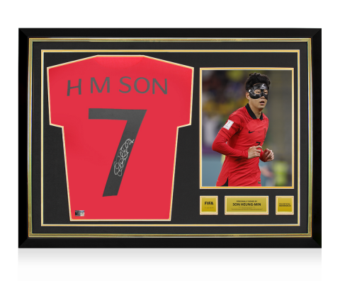 Son Heung-min Official FIFA World Cup™ Back Signed and Hero Framed Retro Korea Republic Shirt