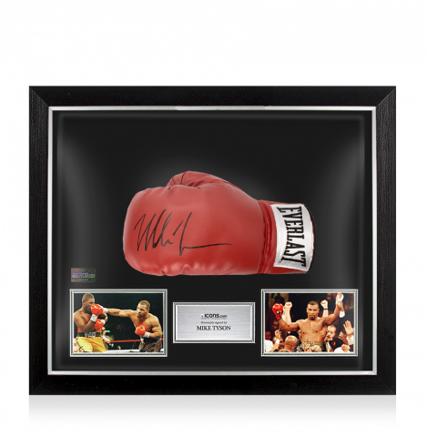 Mike Tyson Signed Boxing Glove: Everlast, Red In Bubble Frame: Option 1