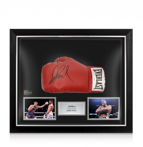 Jake Paul Signed Red Boxing Glove In Bubble Frame: Option 1