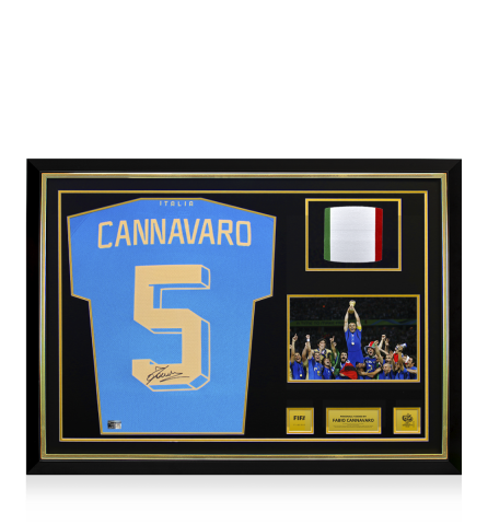 Fabio Cannavaro Official 2006 FIFA World Cup™ Back Signed and Hero Framed Modern Italy Shirt: 2006 FIFA World Cup Winning Captain Edition