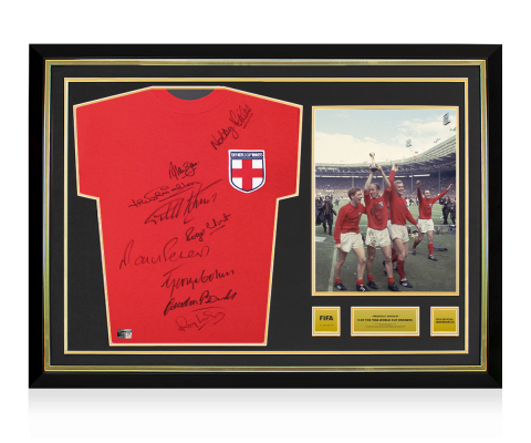 England Official FIFA World Cup™ Multi-Signed and Hero Framed 1966 St George Cross Shirt