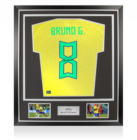 Bruno Guimarães Back Signed Brazil 2022 Home Shirt In Classic Frame