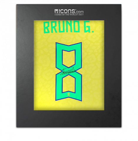 Bruno Guimarães Back Signed Brazil 2022 Home Shirt In Deluxe Packaging