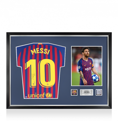 Lionel Messi Official FC Barcelona Back Signed and Framed