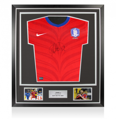 Son Heung-min Front Signed Korea Republic 2010-12 Home Shirt In Classic Frame