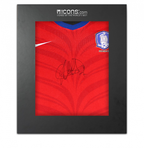 Son Heung-min Front Signed Korea Republic 2010-12 Home Shirt In Deluxe Packaging