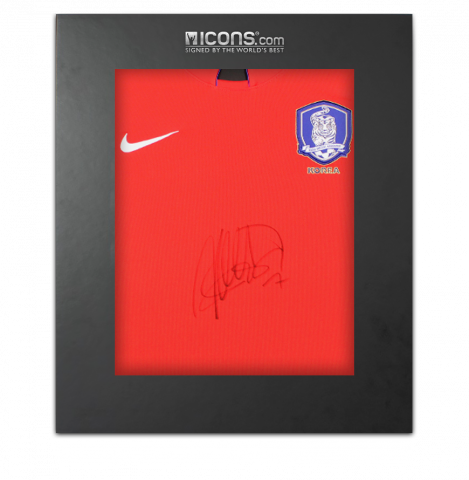 Son Heung-min Front Signed Korea Republic 2014-15 Home Shirt In Deluxe Packaging