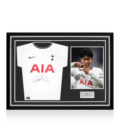 Son Heung-min Front Signed Tottenham Hotspur 2022-23 Home Shirt In Hero Frame: Option 1 Son Heung-min Front Signed Tottenham Hotspur 2022-23 Home Shirt In Hero Frame: Option 1