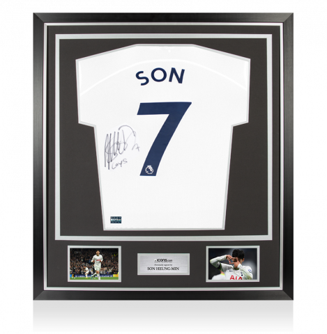Son Heung-min Signed Tottenham Hotspur 2022-23 Home Shirt In Classic Frame: "COYS" Inscription