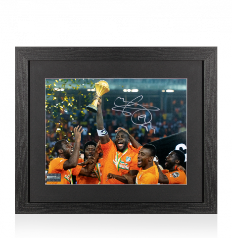 Yaya Toure Signed Ivory Coast Photo In Black Wooden Frame: 2015 Africa Cup of Nations Winner