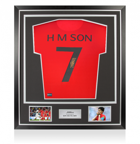 Son Heung-min Back Signed Korea Republic Retro Shirt In Classic Frame
