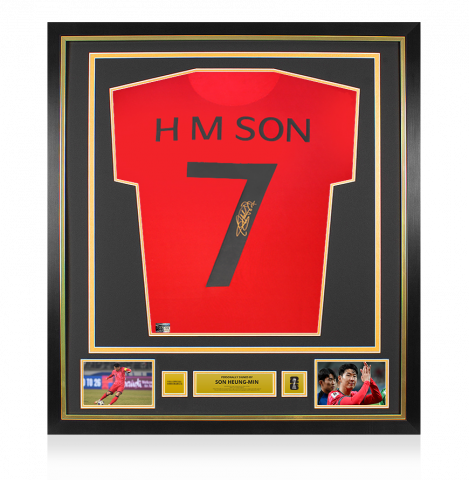 Son Heung-min Official 2026 FIFA World Cup™ Back Signed and Framed Retro Korea Republic Shirt