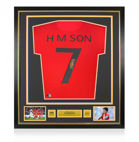 Son Heung-min Official 2026 FIFA World Cup™ Back Signed and Framed Retro Korea Republic Shirt