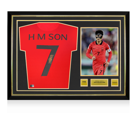 Son Heung-min Official FIFA World Cup™ Back Signed and Hero Framed Retro Korea Republic Shirt
