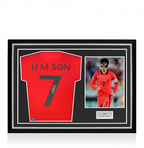 Son Heung-min Back Signed Korea Republic Retro Shirt In Hero Frame: Option 1