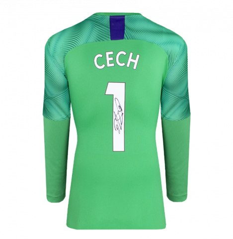 Petr Cech Back Signed Puma Cup Goalkeeper Shirt with Fan Style Number
