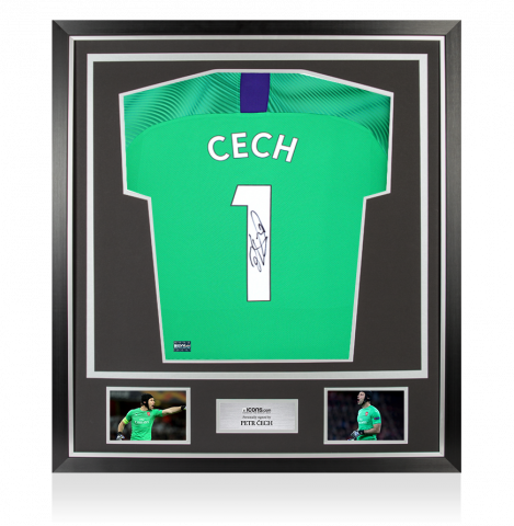 Petr Cech Back Signed Puma Cup Goalkeeper Shirt with Fan Style Number In Classic Frame