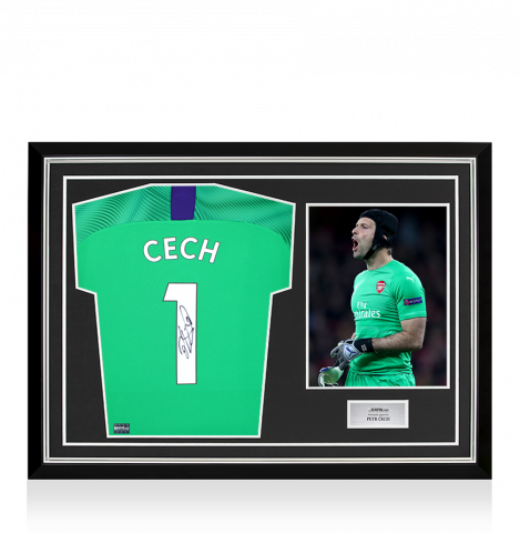Petr Cech Back Signed Puma Cup Goalkeeper Shirt with Fan Style Number In Hero Frame: Option 1
