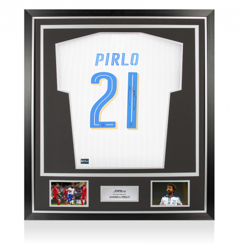 Andrea Pirlo Back Signed Signed Italy 2016 Away Shirt In Classic Frame