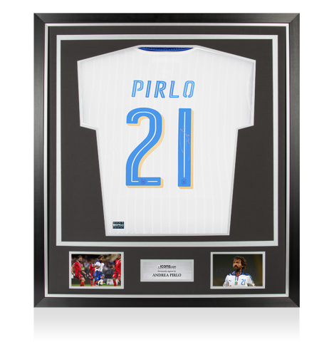 Andrea Pirlo Back Signed Signed Italy 2016 Away Shirt In Classic Frame