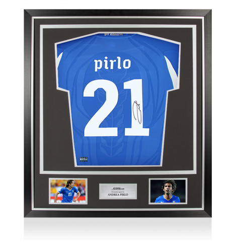 Andrea Pirlo Back Autographed Italy 2010 Home Jersey In Classic Frame
