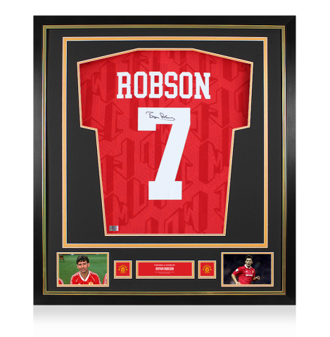 Bryan Robson Official Manchester United Back Signed and Framed 1994 Home Shirt