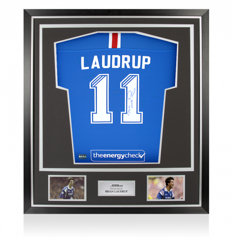 Brian Laudrup Back Signed Rangers 2020-21 Home Shirt - Signed on Right Hand Number In Classic Frame