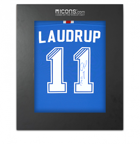 Brian Laudrup Back Signed Rangers 2020-21 Home Shirt - Signed on Right Hand Number In Deluxe Packaging