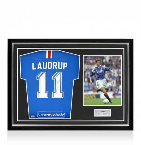 Brian Laudrup Back Signed Rangers 2020-21 Home Shirt - Signed on Right Hand Number In Hero Frame: Option 1