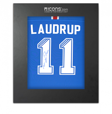 Brian Laudrup Back Signed Rangers 2020-21 Home Shirt In Deluxe Packaging