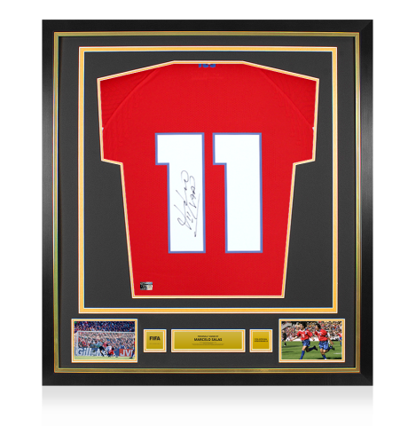 Marcelo Salas Official FIFA World Cup™ Back Signed and Framed Modern Chile Home Shirt - Bronze Bundle