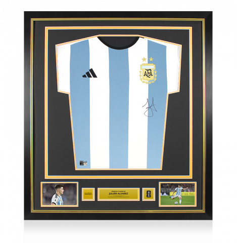 Julian Alvarez Official 2026 FIFA World Cup™ Front Signed and Framed Argentina 2022 Home Shirt