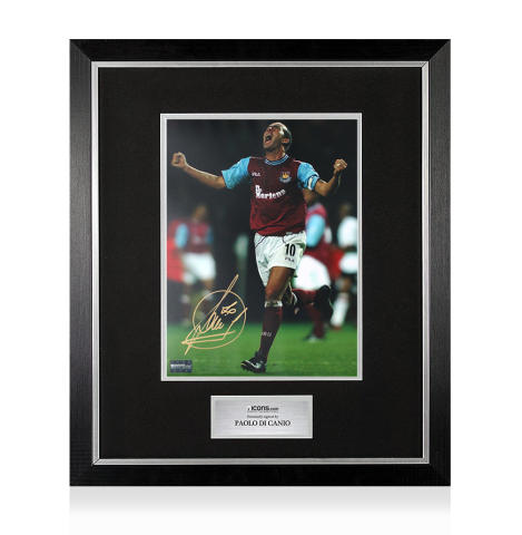 Paolo Di Canio Signed West Ham Photo In Premium Photo Frame: Goal Celebration Paolo Di Canio Signed West Ham Photo In Premium Photo Frame: Goal Celebration